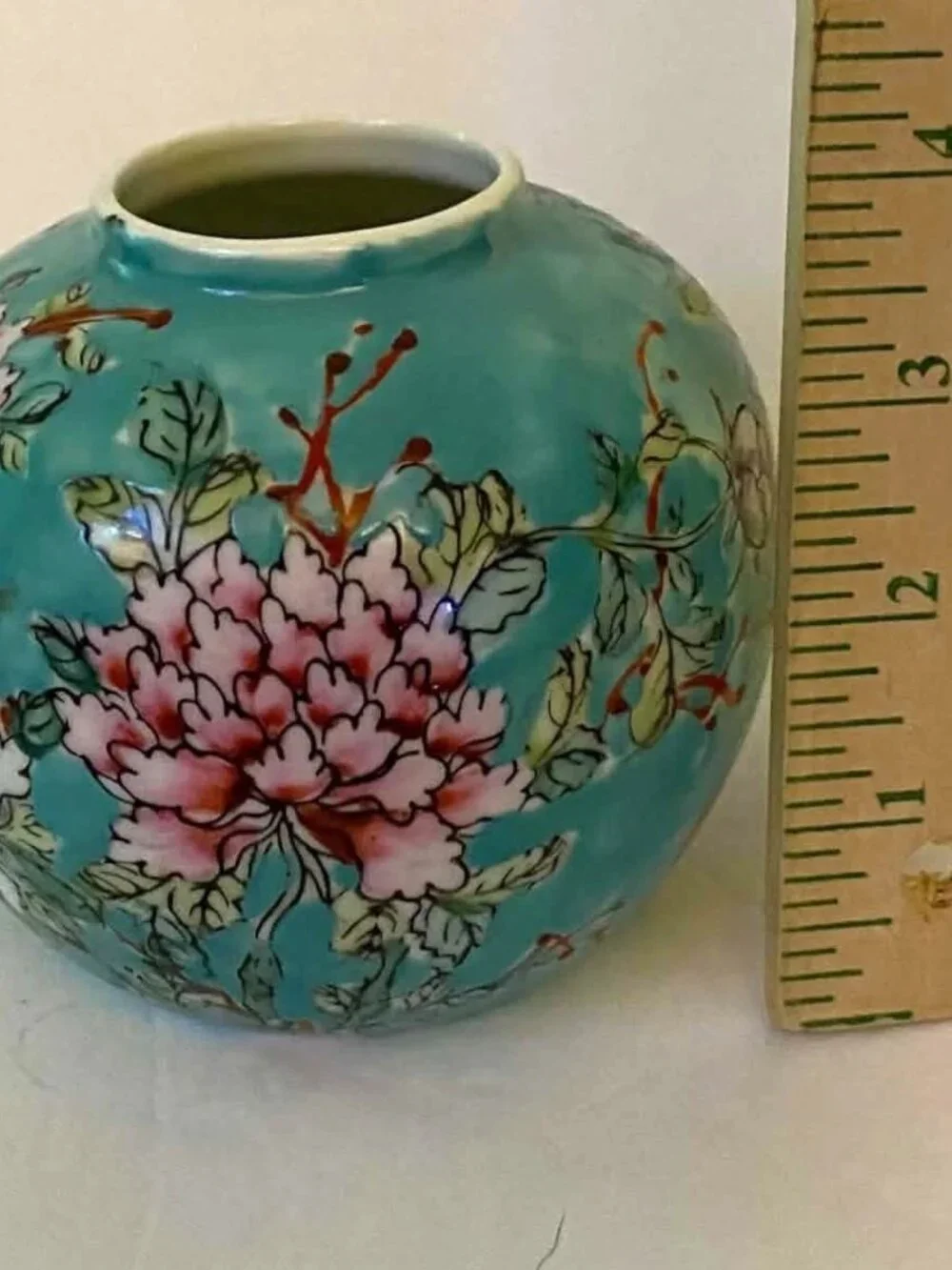 Vtg ACF Japanese Porcelain Ginger Jar Vase Turquoise Chinoiserie